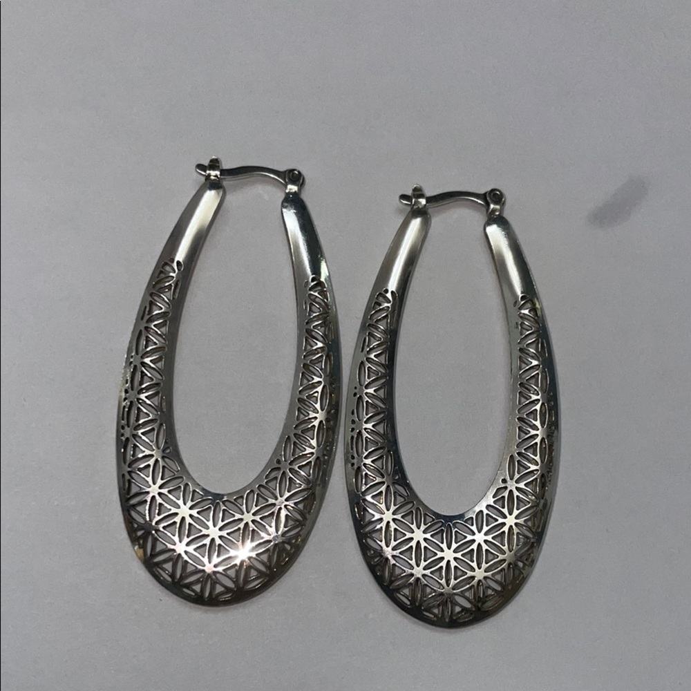 Elegant sterling Silver Hoop Earrings 2 inches
